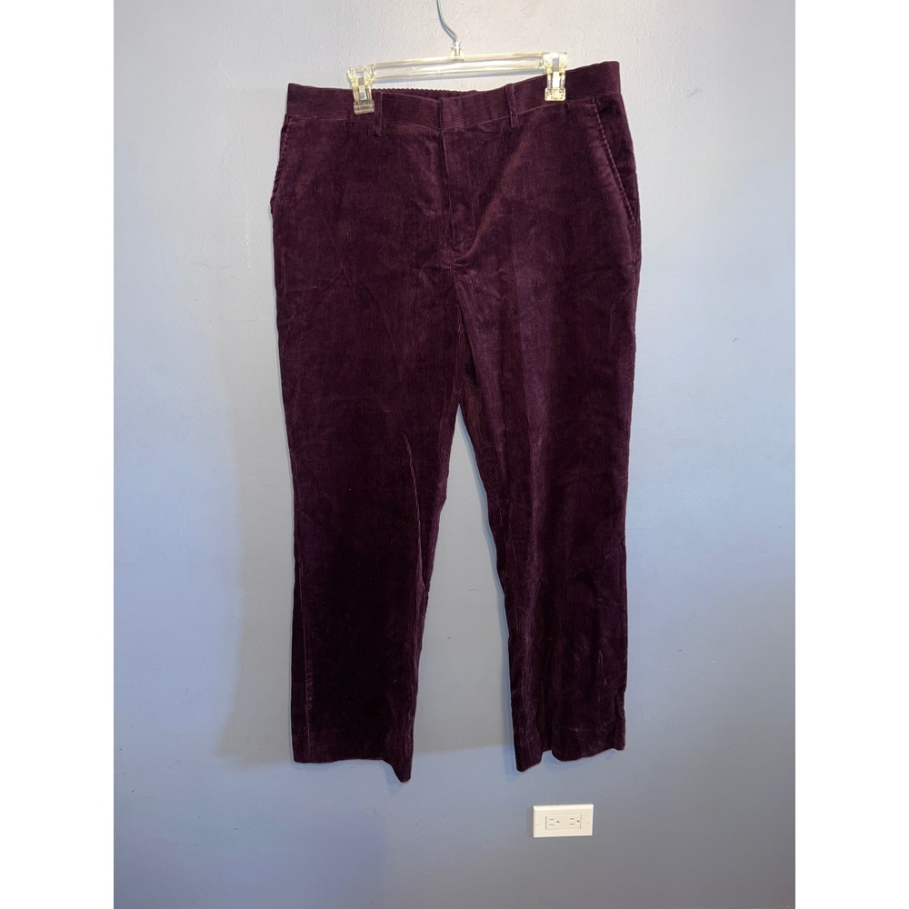 Women's Lauren Ralph Lauren Burgundy Velour Corduroy Trousers SZ 16 Classic